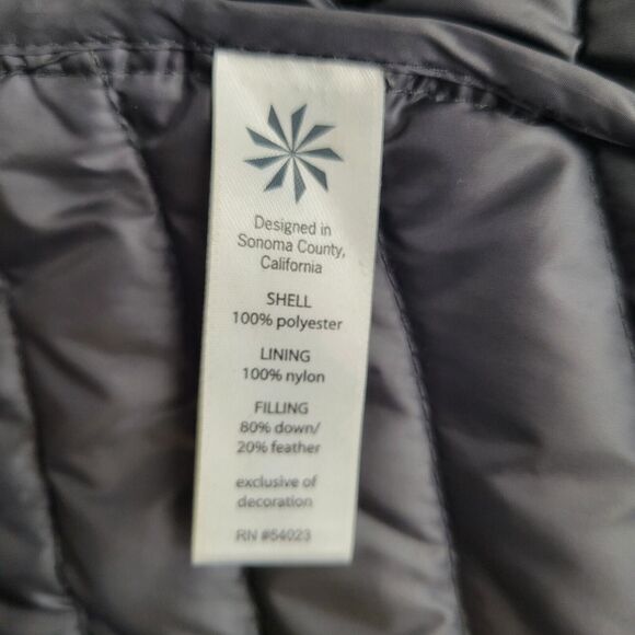 Athleta Down Puffer Coat Womens Small Black Asymmetrical Zip Lightweight Quilted - Picture 10 of 11